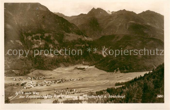 Umhausen oetztal Tirol AT Blick vom Weg zur Frischmannshuette auf Stuibenfall un
