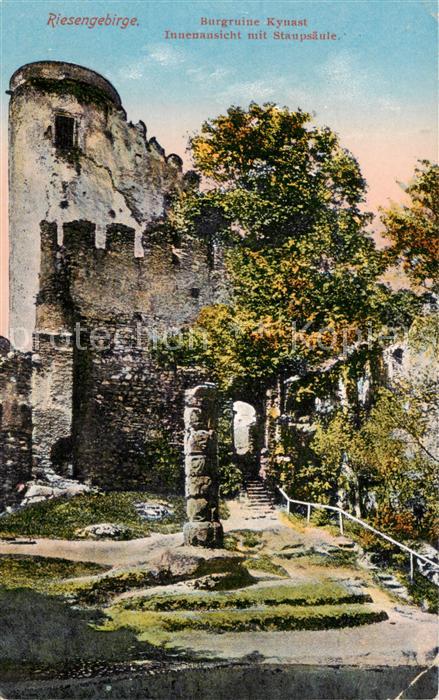 Riesengebirge Krkonose Karkonosze Burgruine Kynast Inneres mit Staupsaeule