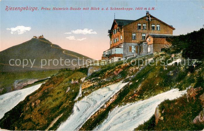 Riesengebirge Krkonose Karkonosze Prinz Heinrich Baude mit Schneekoppe