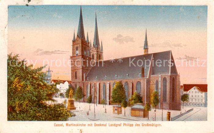 Cassel  Kassel Martinskirche mit Denkmal Landgraf Philipp des Grossmuetigen