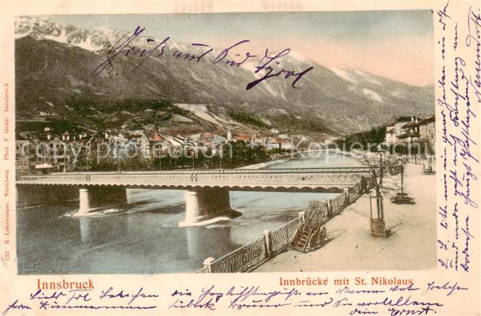 Innsbruck Tirol AT innbruecke mit St Nikolaus