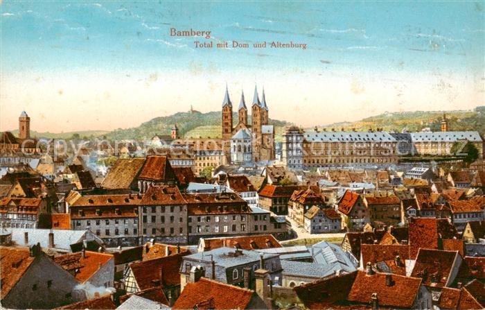 Bamberg Panorama mit Dom und Altenburg Feldpost