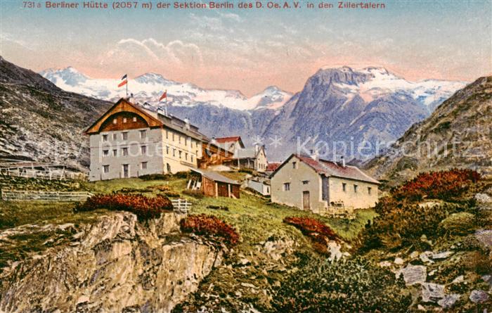 Berlinerhuette 2040 Zillertal AT Panorama Zillertaler Alpen