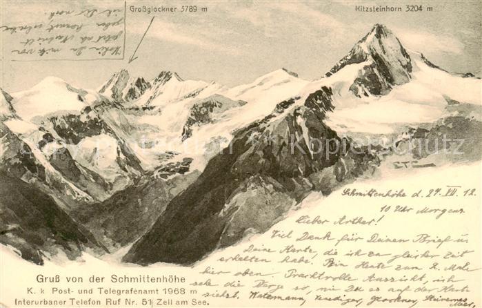 Schmittenhoehe Zell am See AT mit Grossglockner und Kitzsteinhorn