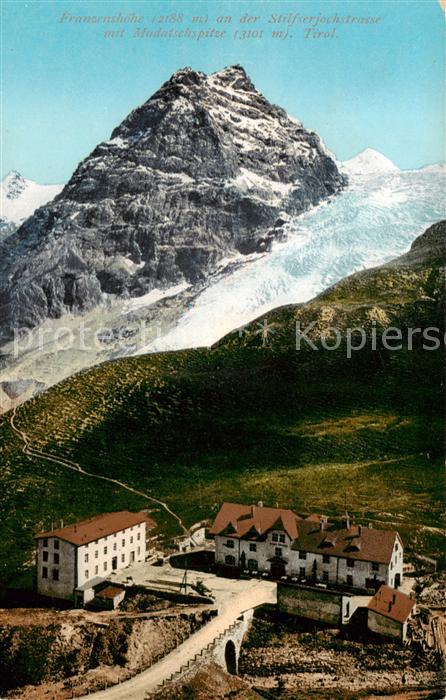 Franzenshoehe 2188m Suedtirol IT an der Stilfserjochstrasse mit Madatschspitze