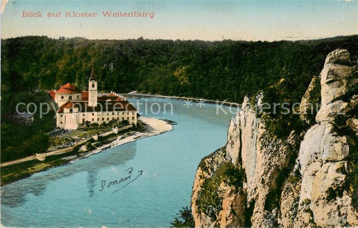 Kelheim Donau Blick auf Kloster Weltenburg