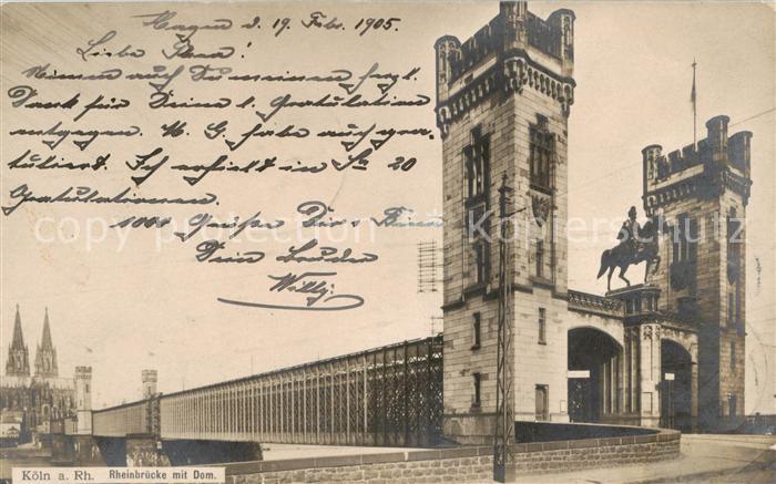 Koeln Rhein Rheinbruecke mit Dom