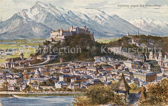 Salzburg  AT Panorama mit Festung und Untersberg