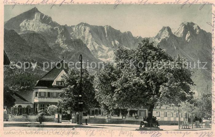 GARMISCH-PARTENKIRCHEN Bayern Marktplatz und Kurhaus Alpspitze und Waxenstein