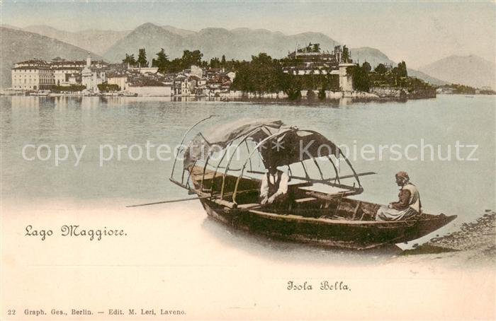 Isola-Bella Lago Maggiore IT Panorama Fischerboot