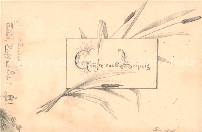 LEIPZIG Sachsen Grusskarte handgezeichnet