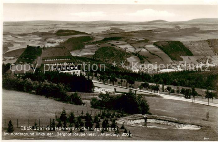 Altenberg  Osterzgebirge Panorama mit Berghof Raupennest
