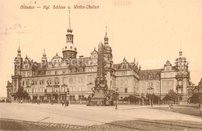 Dresden Elbe Kgl Schloss und Wettin Obelisk