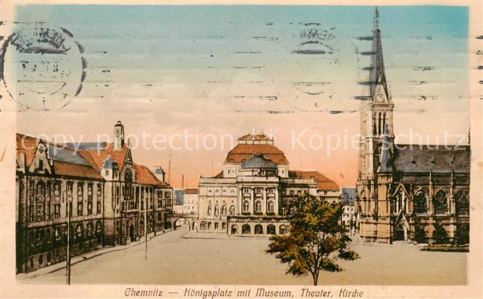 CHEMNITZ Sachsen Koenigsplatz mit Museum Theater Kirche