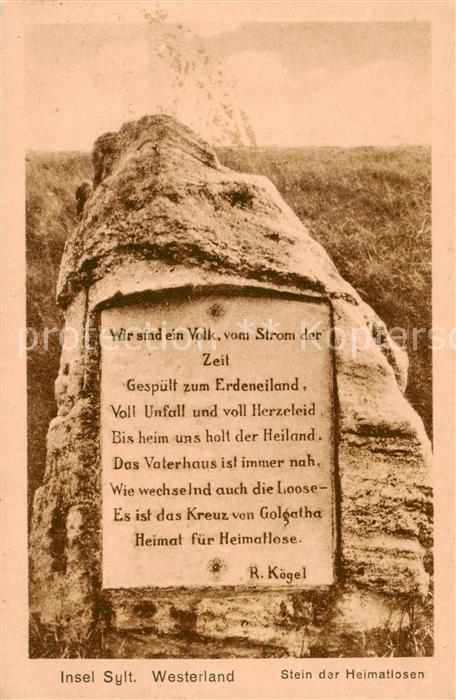 Westerland Sylt Stein der Heimatlosen