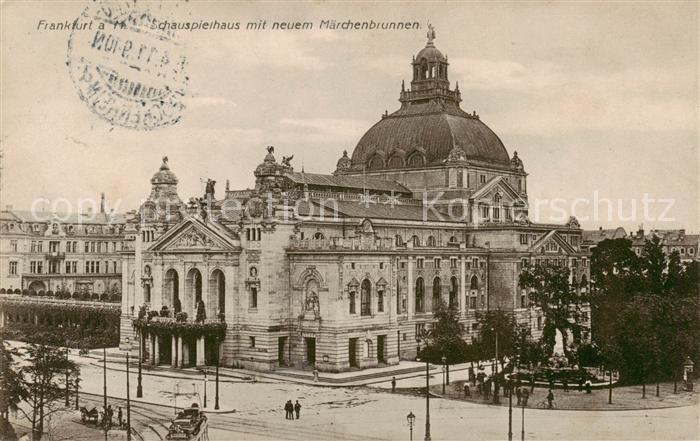 Frankfurt Main Schauspielhaus mit neuem Maerchenbrunnen