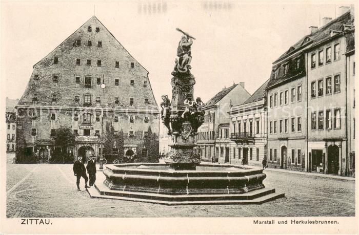 Zittau Marstall und Herkulesbrunnen