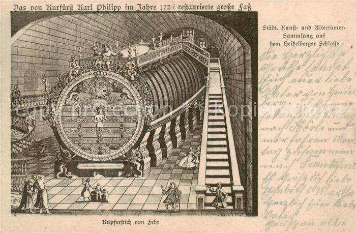 Heidelberg Erzgebirge Grosses Fass Kupferstich von Fehr