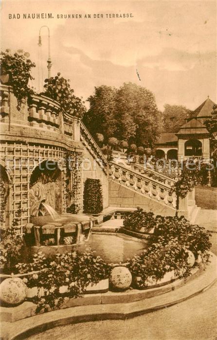 Bad Nauheim Brunnen an der Terrasse Feldpost