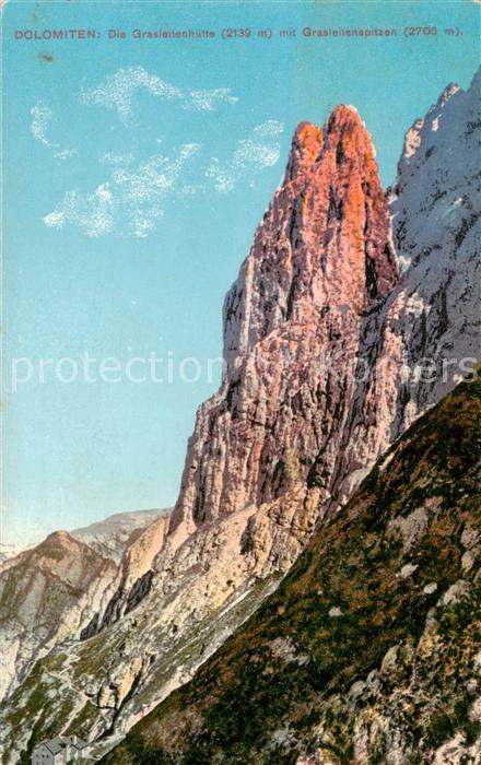 Dolomiten Dolomiti IT Grasleitenhuette mit Grasleitenspitzen