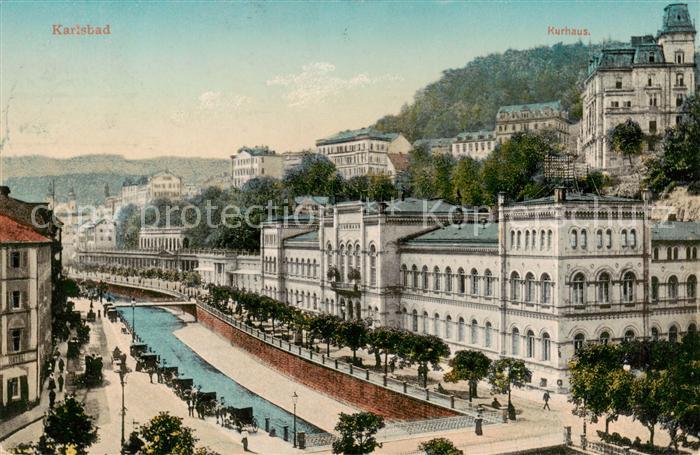 Karlsbad Eger Karlovy Vary Panorama mit Kurhaus