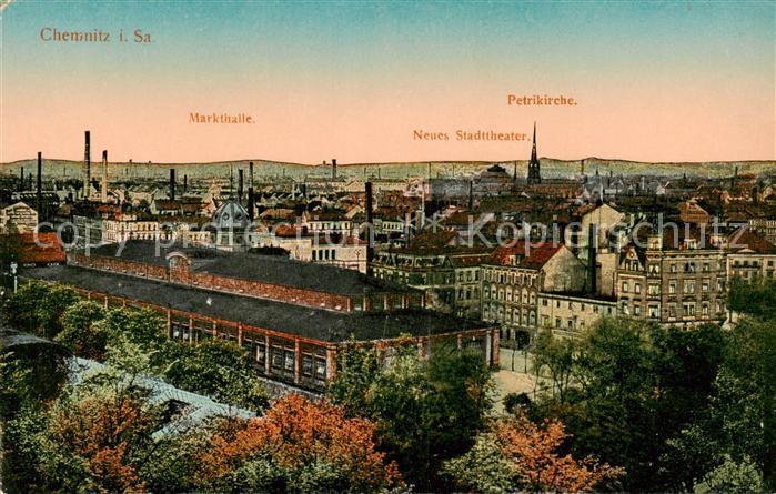 CHEMNITZ Sachsen Markthalle Neues Stadttheater Petrikirche