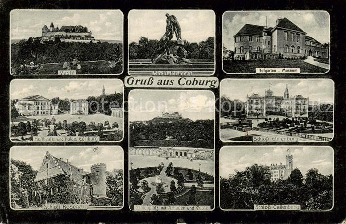 Coburg Bayern Veste Sintflutbrunnen Hofgarten Museum Hoftheater und Palais Edin