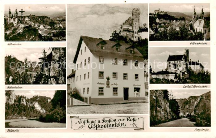 Goessweinstein Gasthaus Pension zur Rose Panorama Kirche Schloss Bergstrasse