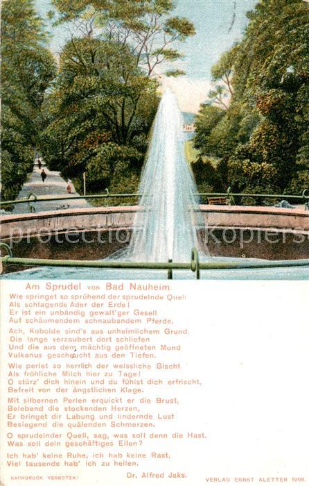 Bad Nauheim Sprudel Gedicht Dr. Alfred Jaks