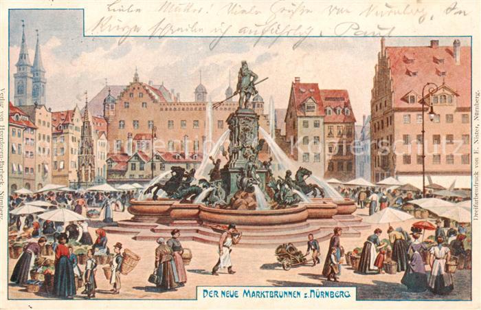 NueRNBERG  CITY Der neue Marktbrunnen Kuenstlerkarte