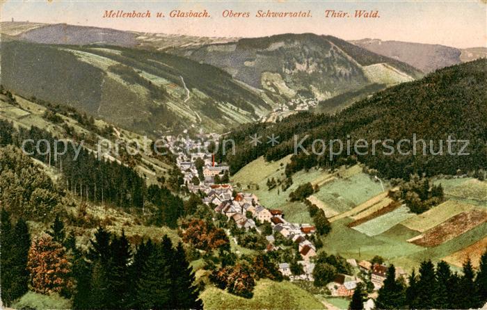 Mellenbach-Glasbach Panorama Oberes Schwarzatal im Thueringer Wald