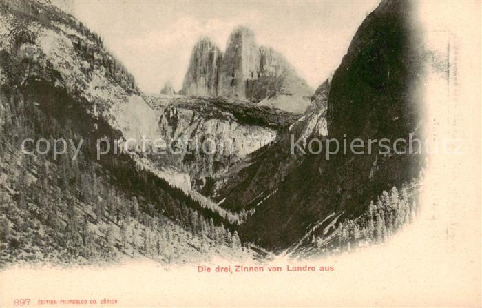 Landro IT Die drei Zinnen von Landro aus Bergwelt Dolomiten