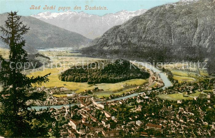 Bad Ischl Salzkammergut AT Panorama Blick gegen den Dachstein Photochromiekarte