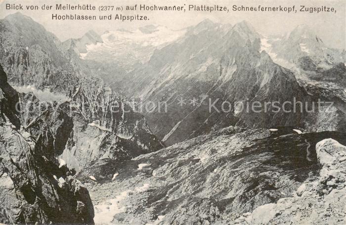Meilerhuette 2377m Garmisch-Partenkirchen mit Hochwanner Plattspitze Schneeferne
