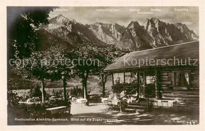 GARMISCH-PARTENKIRCHEN Bayern Restauration Almhuette mit Zugspitzgruppe