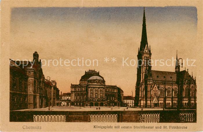 CHEMNITZ Sachsen Koenigsplatz mit neuem Stadttheater und St Petrikirche