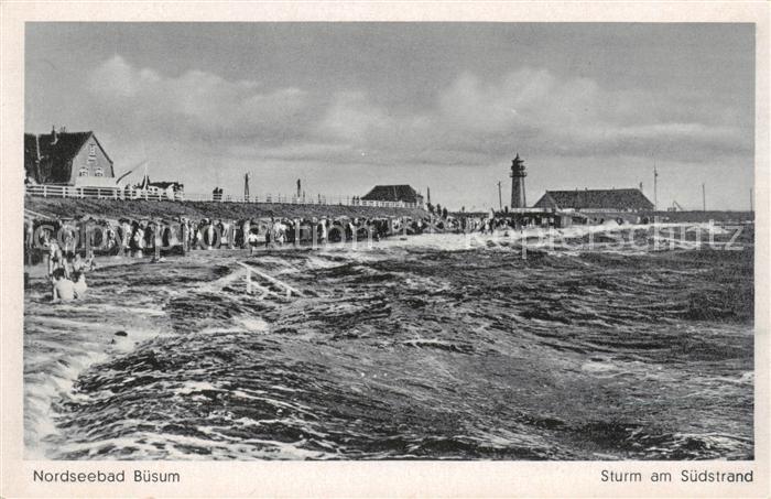 Buesum Nordseebad Sturm am Suedstrand