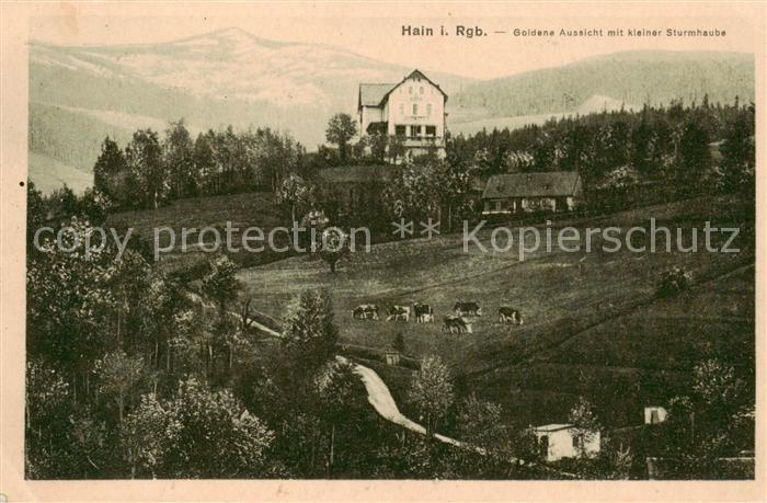 Hain  Podgorzyn Riesengebirge Goldene Aussicht mit kleiner Sturmhaube