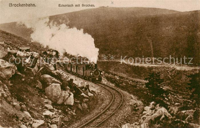 Brocken Harz Brockenbahn Eckerloch mit Brocken
