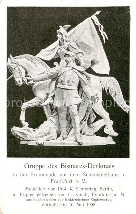 Frankfurt Main Gruppe des Bismarck Denkmals vor dem Schauspielhaus