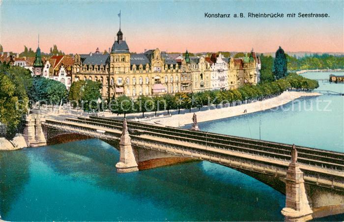 Konstanz Bodensee Rheinbruecke mit Seestrasse