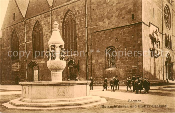 BREMEN  CITY Marcusbrunnen und Moltke Denkmal