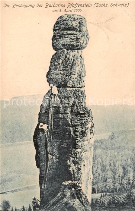 Klettern Bergsteigen Climbing Grimper Barbarine Pfaffenstein Saechs. Schweiz
