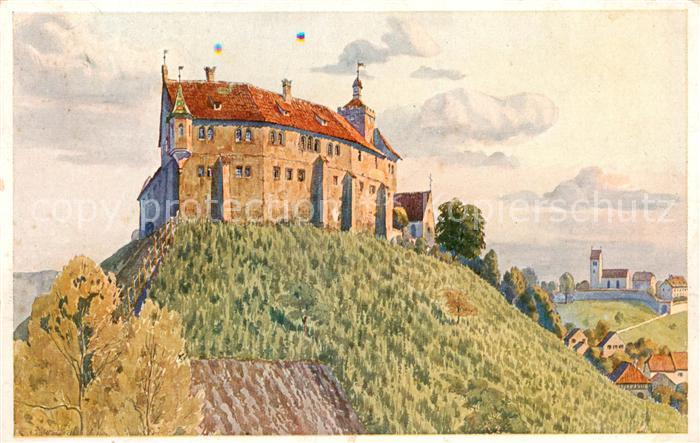 Marschall J. Kuenstlerkarte Burg Hochenstaufen