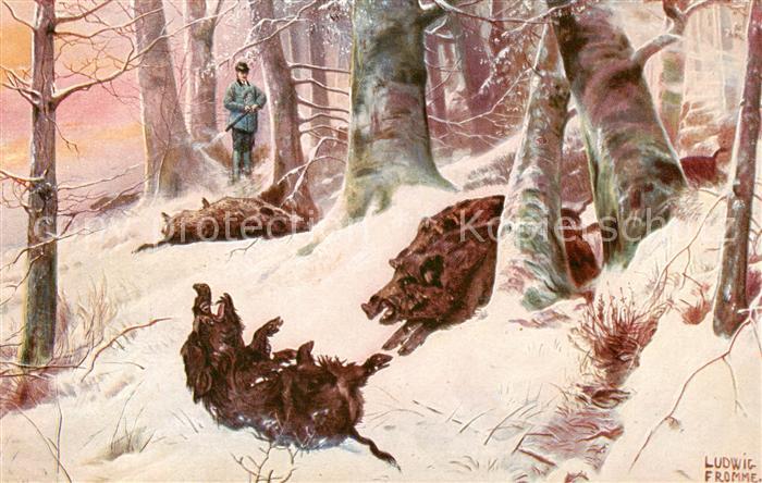 Jagd Chasse Hunting Ludwig Fromme 246 Wildschwein