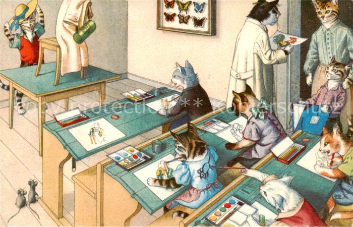 Vermenschlicht Katzen Schule Untericht