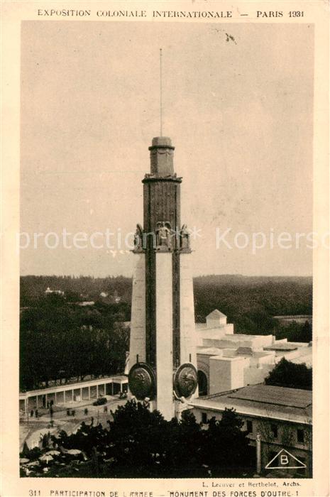 Exposition Coloniale Internationale Paris 1931 Monument des Forces Doutre