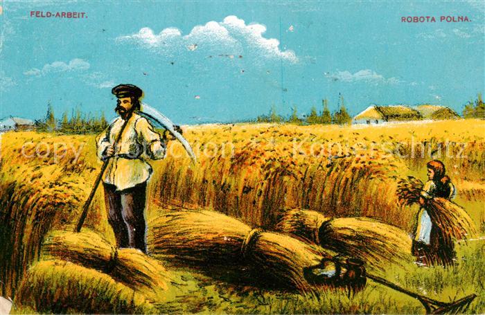 Landwirtschaft Feld-Arbeit Litho