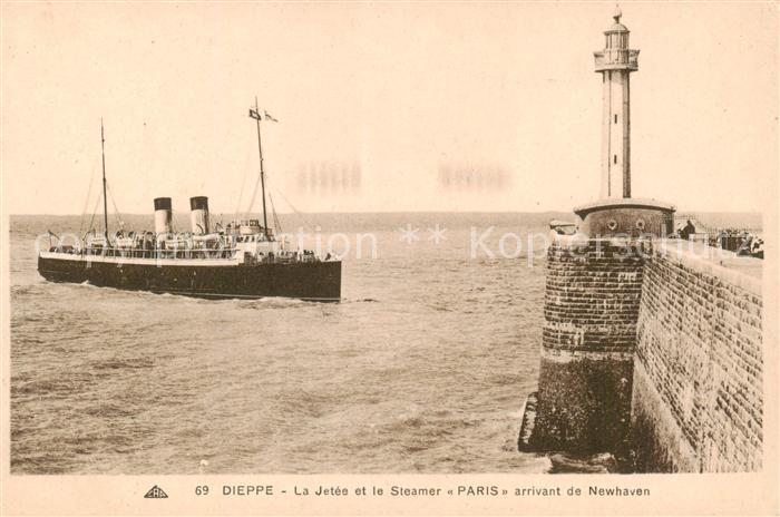 Leuchtturm Lighthouse Faro Phare Dieppe Jetee Steamer PARIS Newhaven