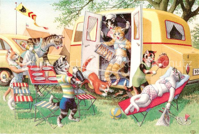 Vermenschlicht Katzen Essen Grilen